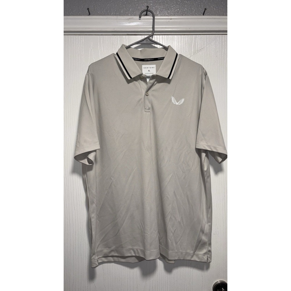 Castore Polo Shirt Men's XL Light Gray Performance Short Sleeve‎ Stretch